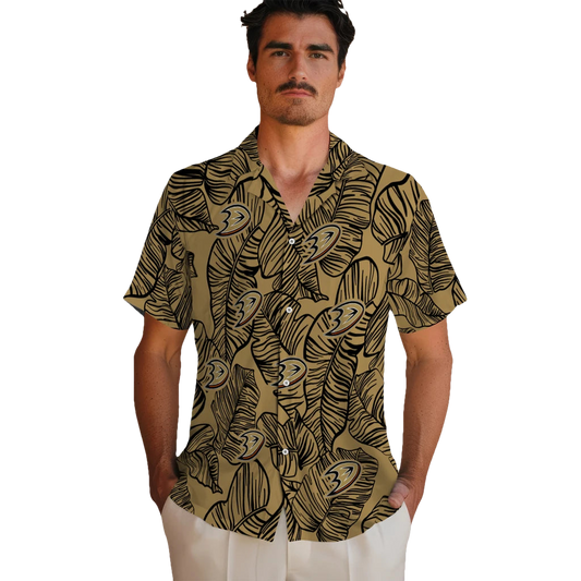Anaheim Ducks Hawaiian Shirt - Leaf Outline - Moonbestprint