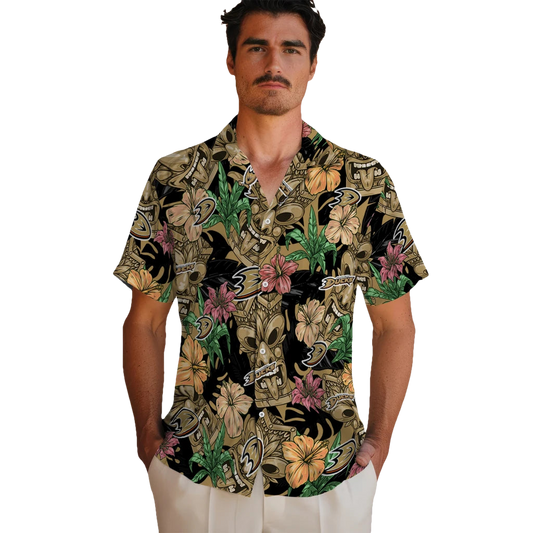 Anaheim Ducks Hawaiian Shirt - Hibiscus Tiki Jungle - Moonbestprint