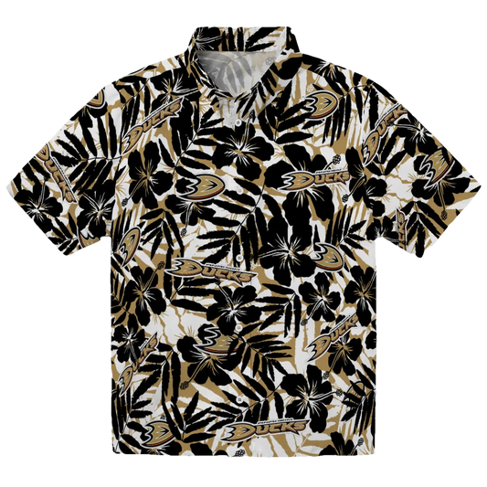 Anaheim Ducks Hawaiian Shirt - Hibiscus Overlay - Moonbestprint