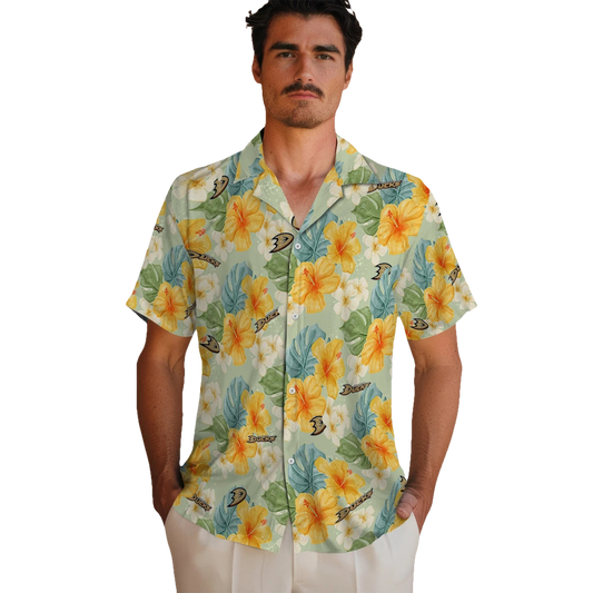Anaheim Ducks Hawaiian Shirt - Hibiscus Mood - Moonbestprint