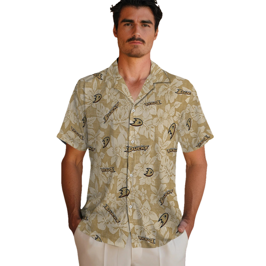 Anaheim Ducks Hawaiian Shirt - Hibiscus Oasis - Moonbestprint