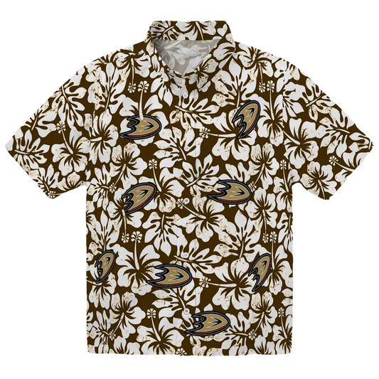 Anaheim Ducks Hawaiian Shirt - Hibiscus Motif - Moonbestprint
