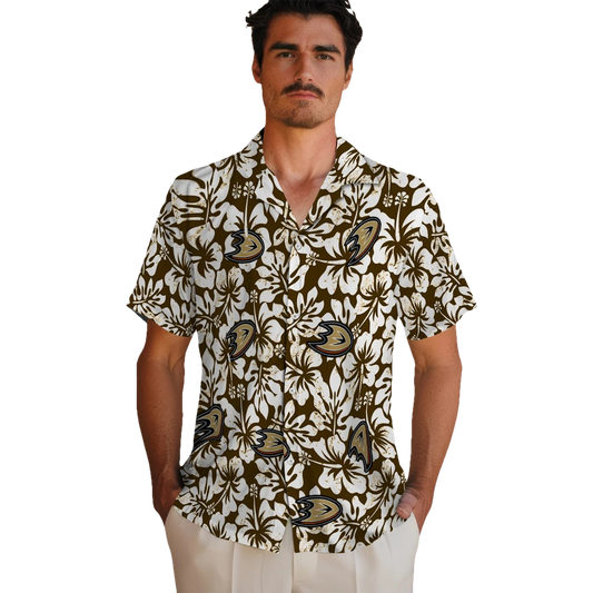 Anaheim Ducks Hawaiian Shirt - Hibiscus Motif - Moonbestprint