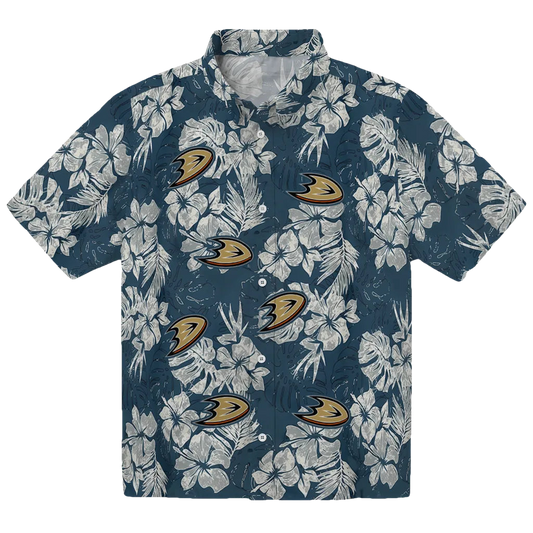 Anaheim Ducks Hawaiian Shirt - Hibiscus Flowers - Moonbestprint