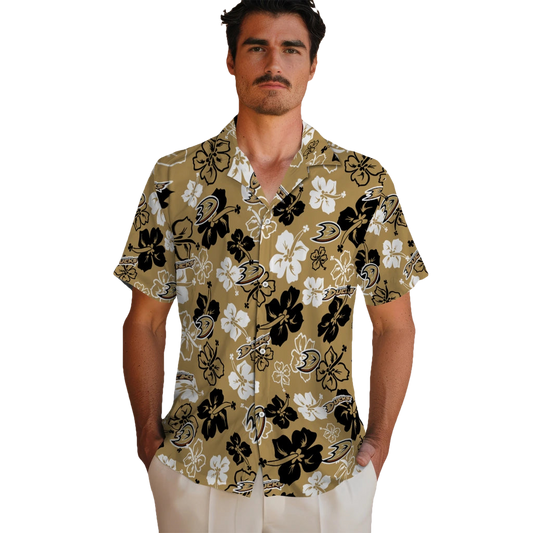 Anaheim Ducks Hawaiian Shirt - Hibiscus Flower Design - Moonbestprint