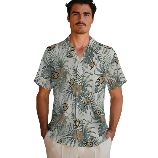 Anaheim Ducks Hawaiian Shirt - Hibiscus Designs - Moonbestprint