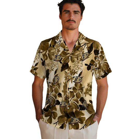 Anaheim Ducks Hawaiian Shirt - Hibiscus Arrangement - Moonbestprint