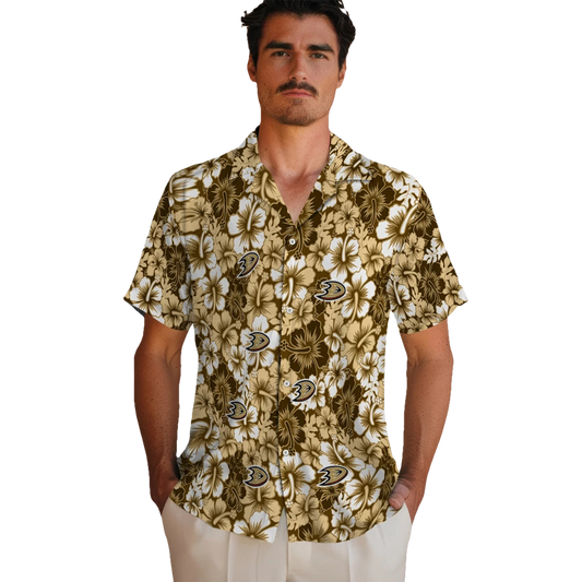 Anaheim Ducks Hawaiian Shirt - Hibiscus Blooms - Moonbestprint