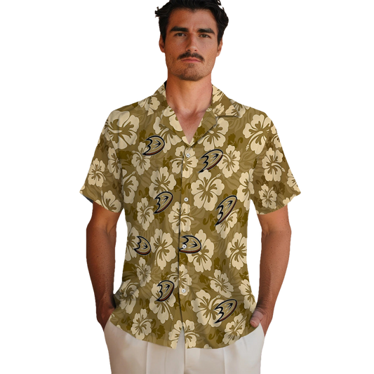 Anaheim Ducks Hawaiian Shirt - Hibiscus Cluster - Moonbestprint