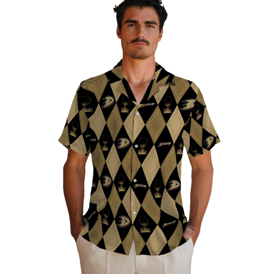 Anaheim Ducks Hawaiian Shirt - Golfing Plaid - Moonbestprint