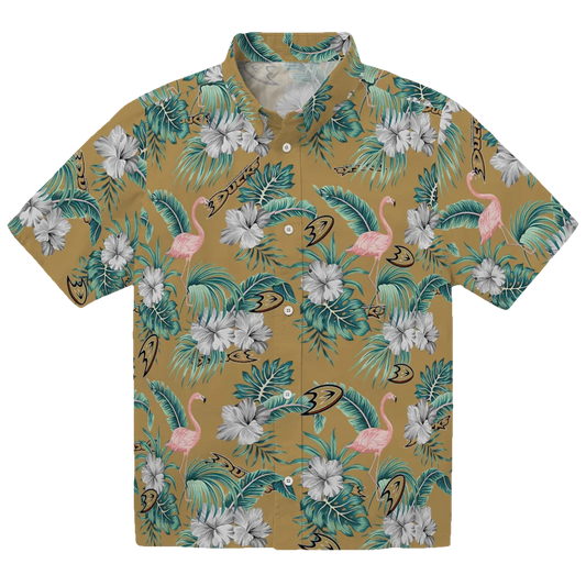 Anaheim Ducks Hawaiian Shirt - Flamingo and Hibiscus - Moonbestprint
