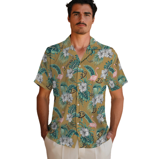 Anaheim Ducks Hawaiian Shirt - Flamingo and Hibiscus - Moonbestprint