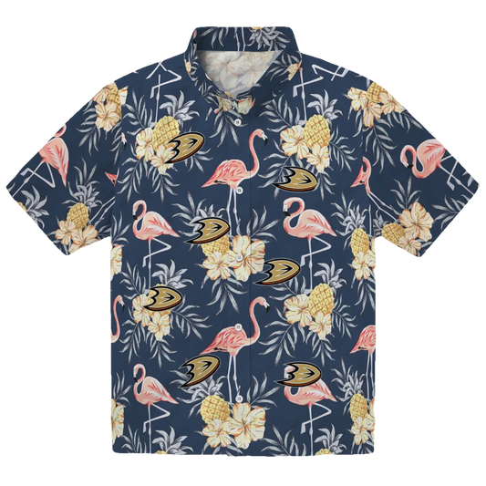 Anaheim Ducks Hawaiian Shirt - Flamingo Hibiscus - Moonbestprint