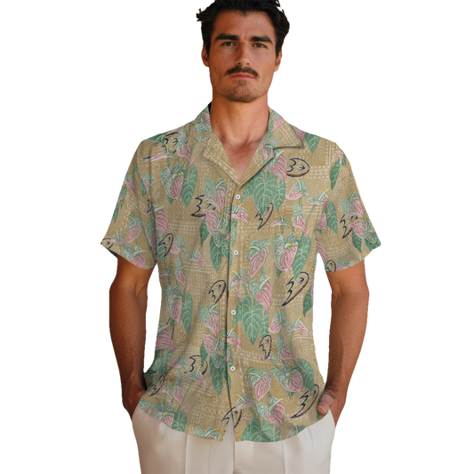 Anaheim Ducks Hawaiian Shirt - Anthurium Overlay - Moonbestprint