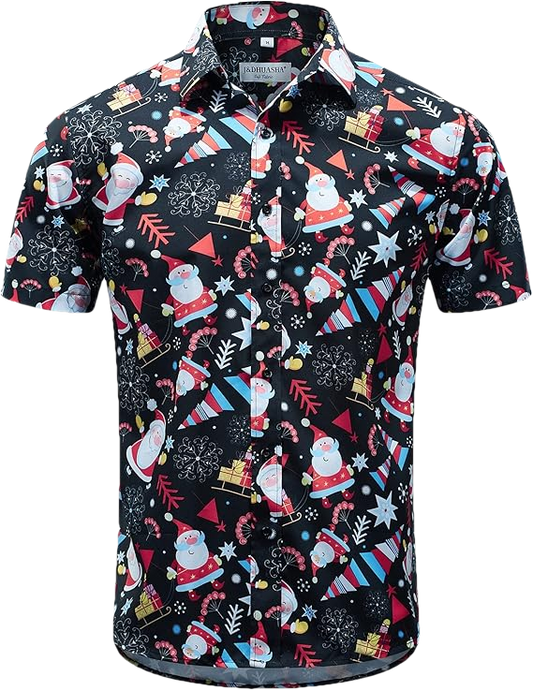 2026 Santa Hawaiian Christmas Shirt - Holiday Button Down for Vacation - Moonbestprint
