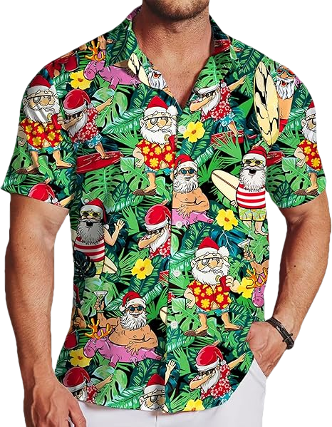 2026 Christmas Tropical Holiday Santa Hawaiian Shirt - Moonbestprint