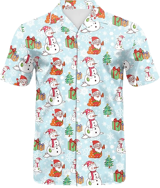 2026 Christmas Smiling Snowman Holiday Hawaiian Shirt - Moonbestprint