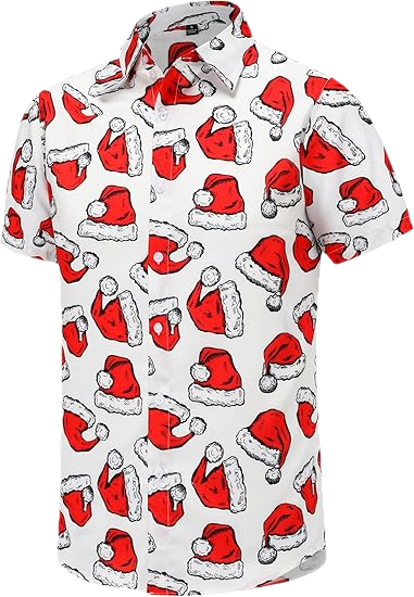 2026 Christmas Simple White Santa Hat Hawaiian Shirt - Moonbestprint