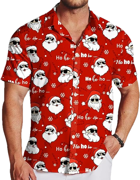 2026 Christmas Santa with Sunglasses Hawaiian Shirt - Moonbestprint