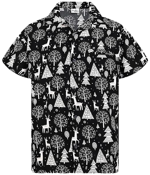 2026 Christmas Santa Tree and Reindeer Hawaiian Shirt - Moonbestprint