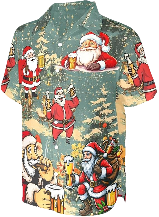 2026 Christmas Santa Drinking Beer Holiday Hawaiian Shirt - Moonbestprint