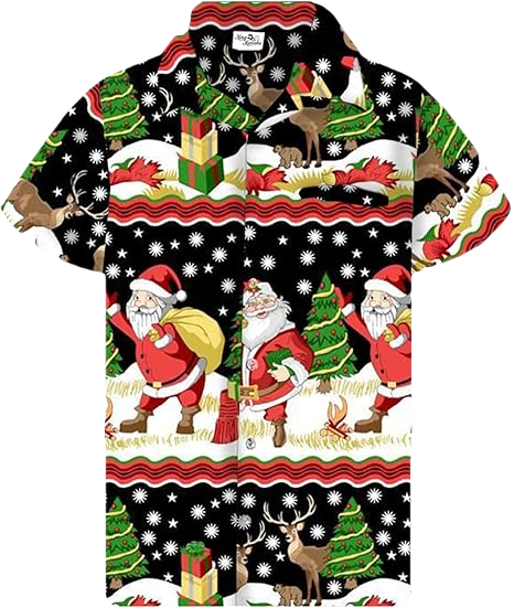 2026 Christmas Retro Santa and Reindeer Hawaiian Shirt - Moonbestprint