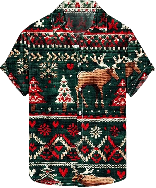 2026 Christmas Playful Reindeer Holiday Hawaiian Shirt - Moonbestprint