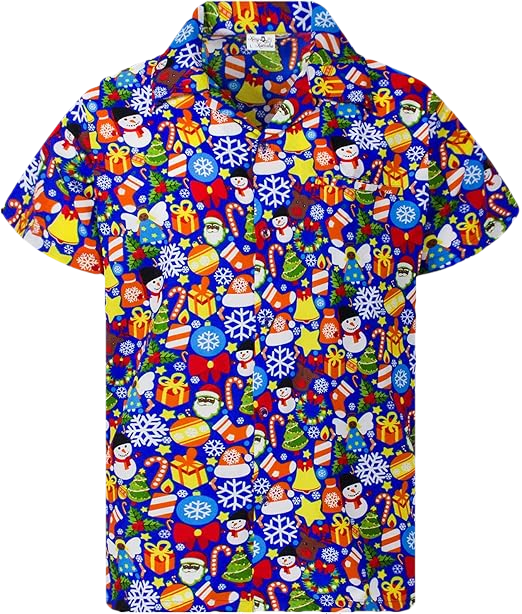 2026 Christmas Holiday Icons Hawaiian Shirt Blue - Moonbestprint