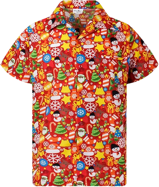 2026 Christmas Holiday Icons Hawaiian Shirt Red - Moonbestprint