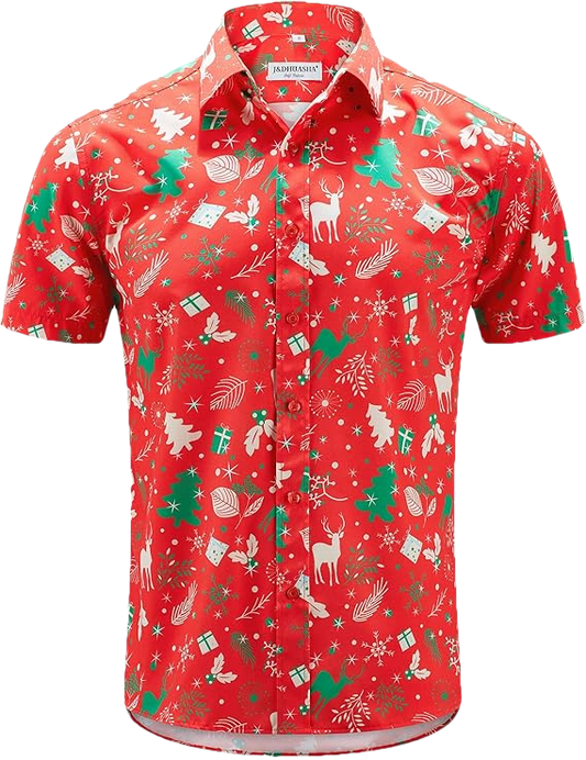 2026 Christmas Hawaiian Shirt Tropical Santa Holiday Button Down - Moonbestprint