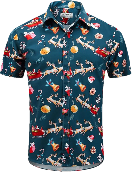 2026 Christmas Hawaiian Shirt Santa Vacation Party Button Down - Moonbestprint