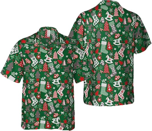 2026 Christmas Hawaiian Shirt Red and Green Christmas Socks Hawaii Shirt - Moonbestprint