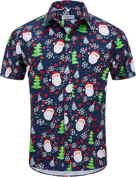 2026 Christmas Hawaiian Shirt – Santa Print Holiday Button Down - Moonbestprint