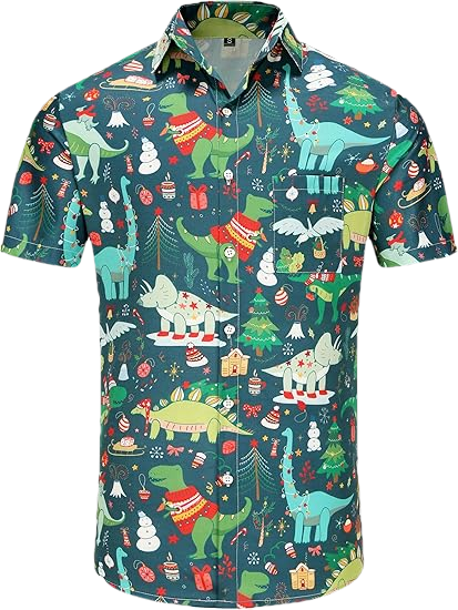 2026 Christmas Dinosaur and Holiday Spirit Hawaiian Shirt - Moonbestprint