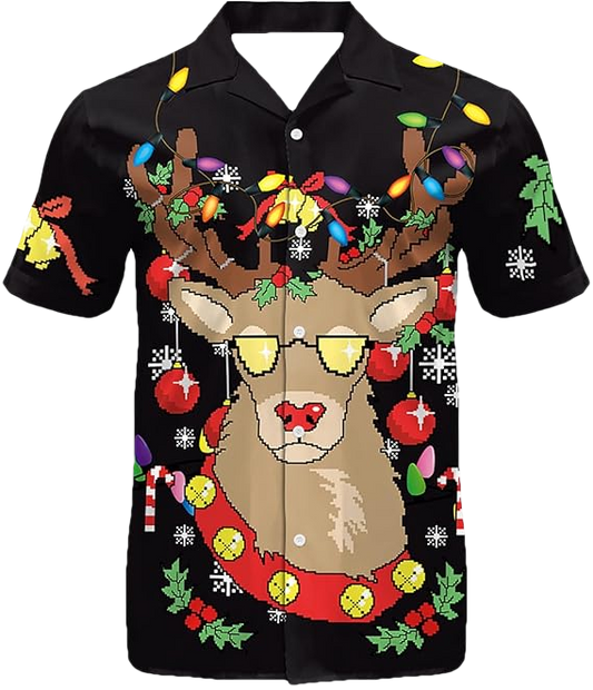 2026 Christmas Cute Reindeer Hawaiian Shirt - Moonbestprint