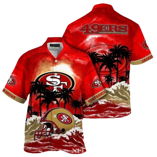 Sunset Palms 49ers Retreat San Francisco 49ers Hawaiian Shirt - Moonbestprint