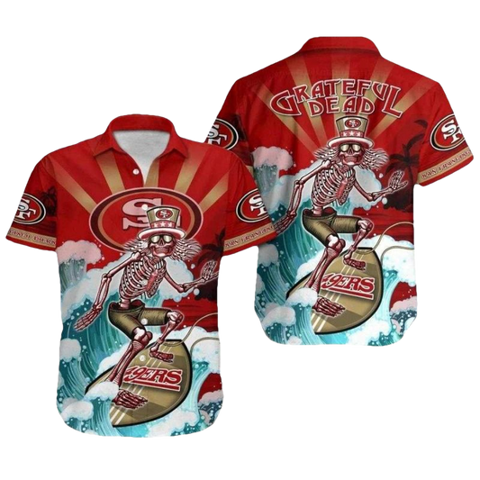 Skeleton 49ers Grateful Dead Surfing Hawaiian Shirt - Moonbestprint