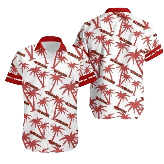 San Francisco 49ers White And Red Palm Tree Hawaiian Shirt - Moonbestprint