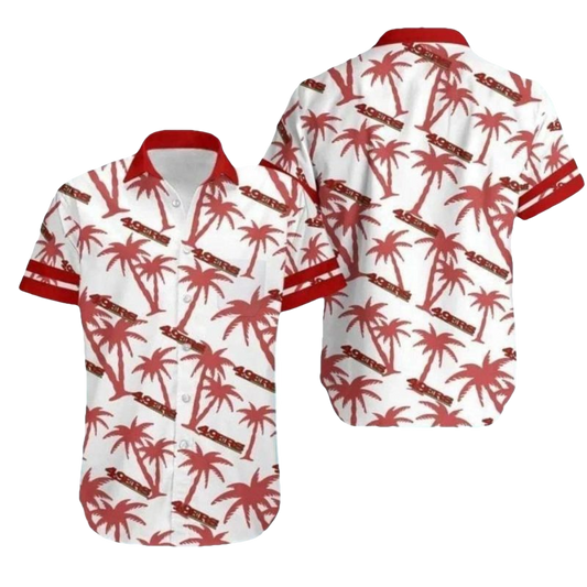 San Francisco 49ers White And Red Palm Tree Hawaiian Shirt - Moonbestprint