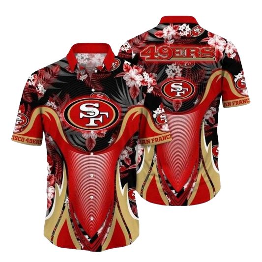 San Francisco 49ers Wave Red And Gold Hawaiian Shirt - Moonbestprint