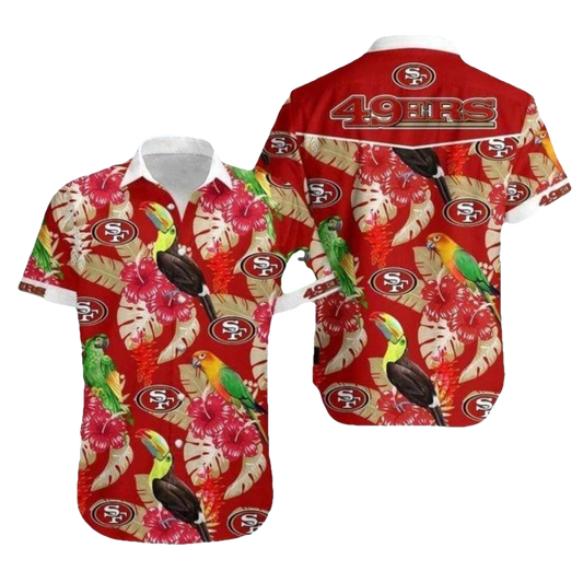 San Francisco 49ers Tropical Parrot Hawaiian Shirt - Moonbestprint