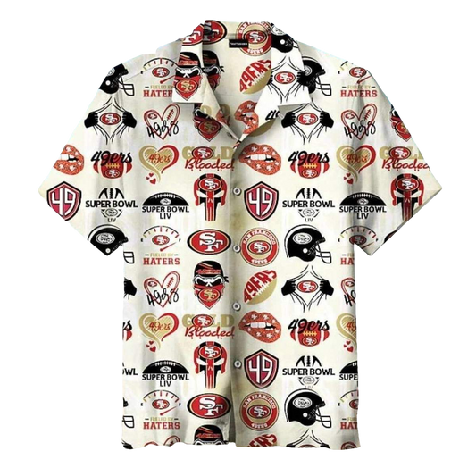 San Francisco 49ers Tropical Leaves And Team Crest Hawaiian Shirt - Moonbestprint
