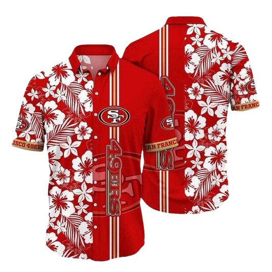 San Francisco 49ers Tropical Hibiscus Retreat Hawaiian Shirt - Moonbestprint