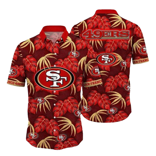 San Francisco 49ers Sunset Palms Leaves Hawaiian Shirt - Moonbestprint