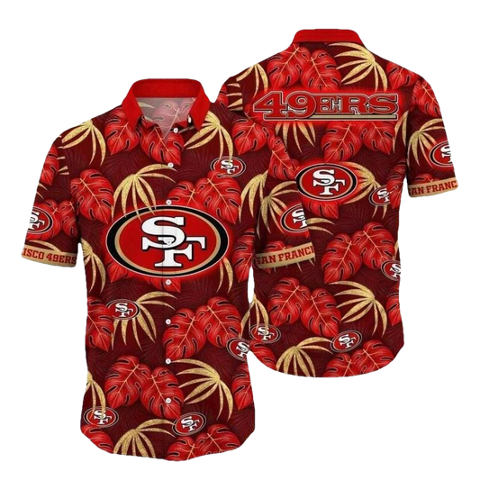 San Francisco 49ers Sunset Palms Leaves Hawaiian Shirt - Moonbestprint