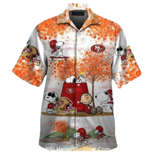 San Francisco 49ers Snoopy Football Autumn Scene Hawaiian Shirt - Moonbestprint