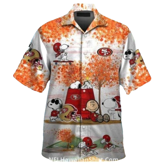San Francisco 49ers Snoopy Football Autumn Scene Hawaiian Shirt - Moonbestprint