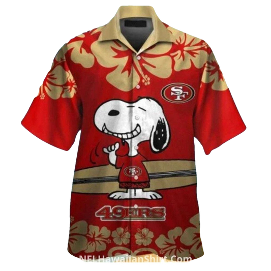 San Francisco 49ers Snoopy Hibiscus Floral Hawaiian Shirt - Moonbestprint