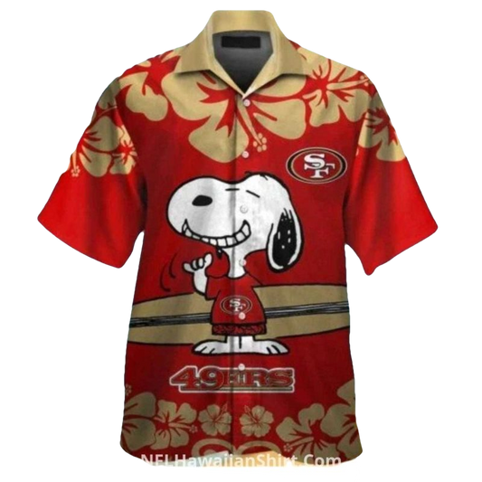 San Francisco 49ers Snoopy Hibiscus Floral Hawaiian Shirt - Moonbestprint