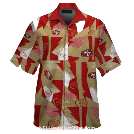 San Francisco 49ers Red And Gold Abstract Design Hawaiian Shirt - Moonbestprint